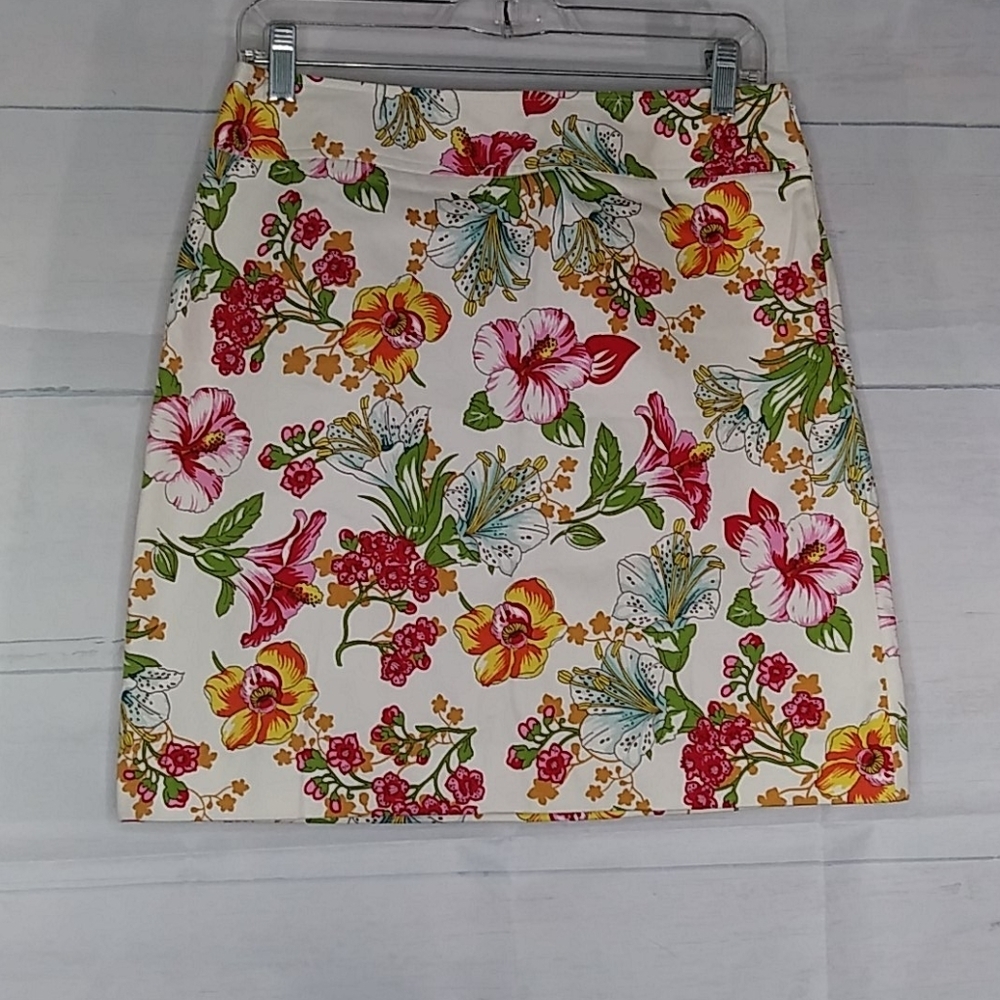 Rafaella Floral A-Line Skirt Sz 8 - Picture 2 of 6